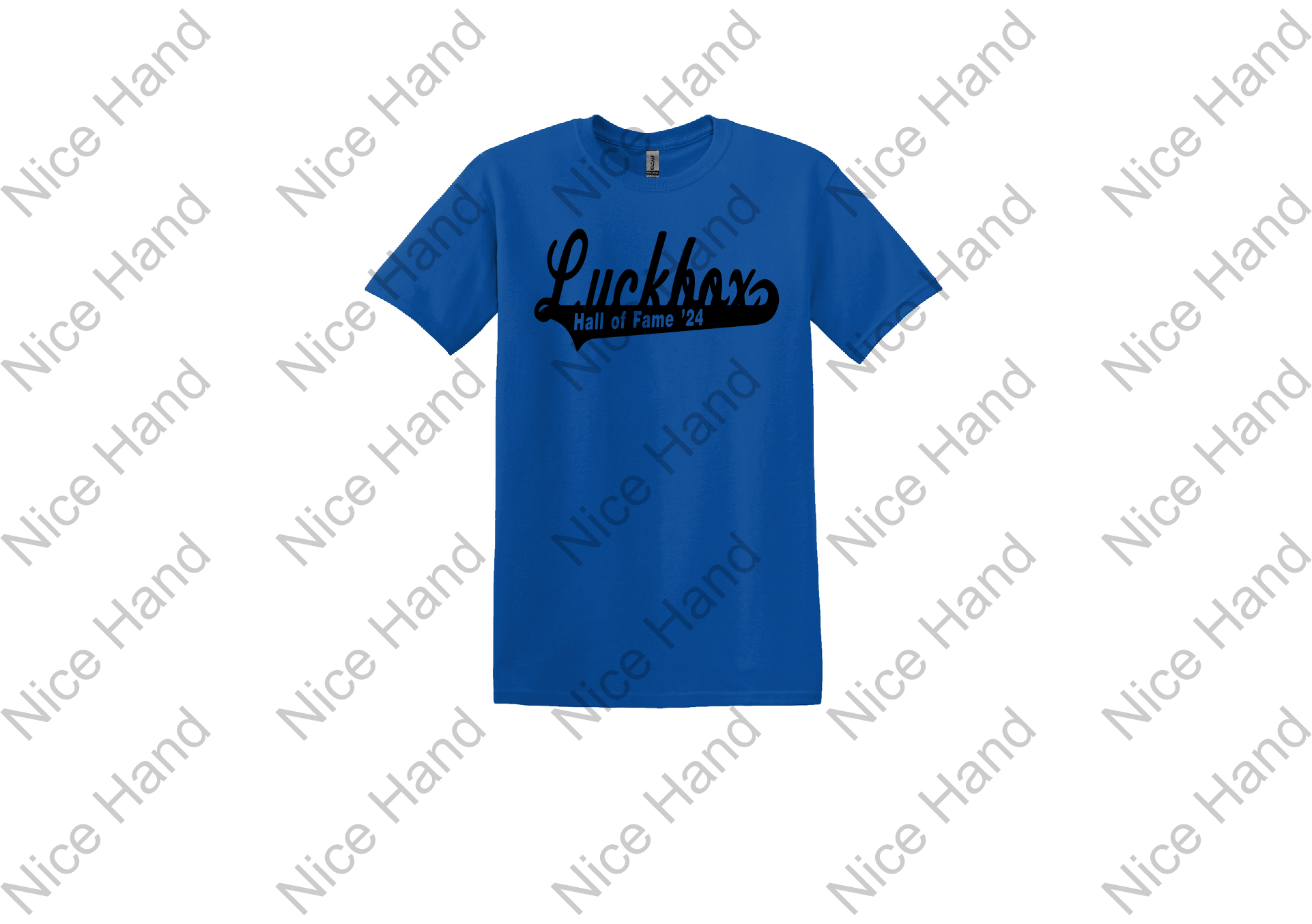 Luckbox hall of fame. Blue with Black Lettering