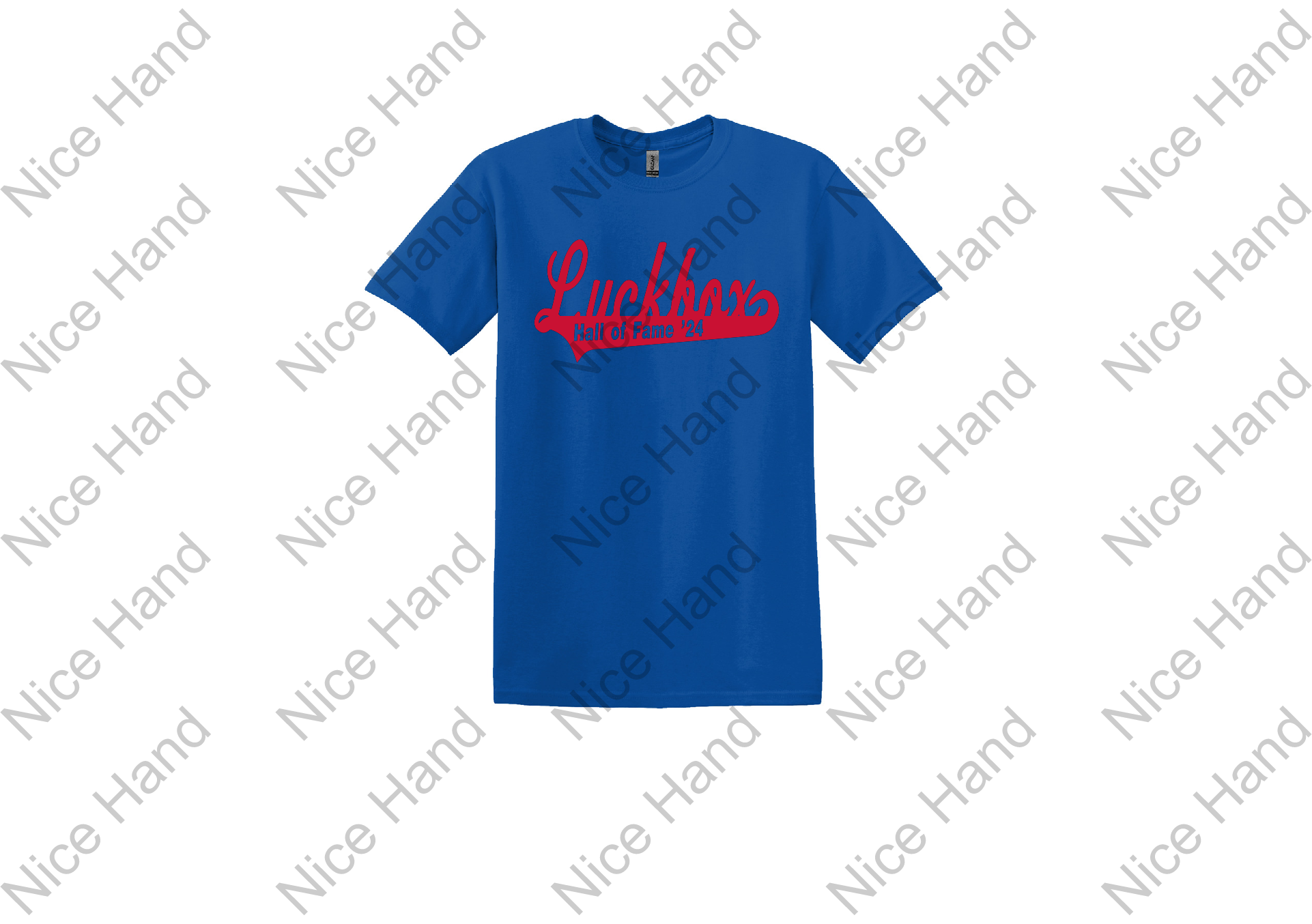 Luckbox hall of fame. Blue with Red Lettering